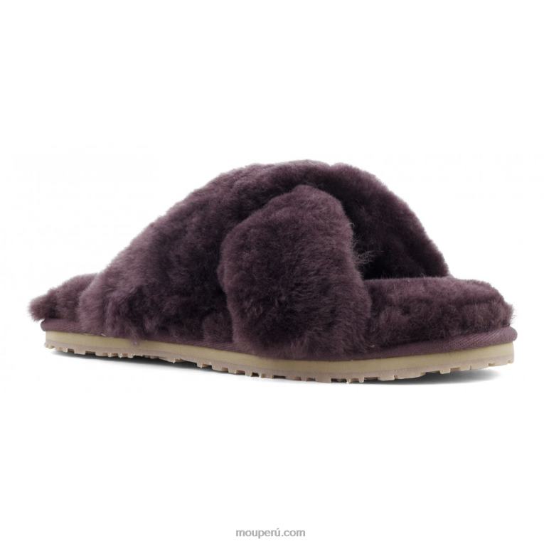 slippers cruzados con pelo mujer 8DRXZ478 vino Mou