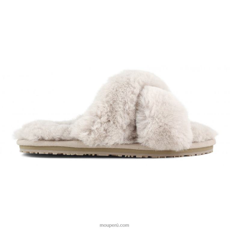 slippers cruzados con pelo mujer 8DRXZ479 beige rosa Mou