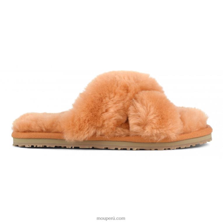 slippers cruzados con pelo mujer 8DRXZ480 albaricoque naranja Mou