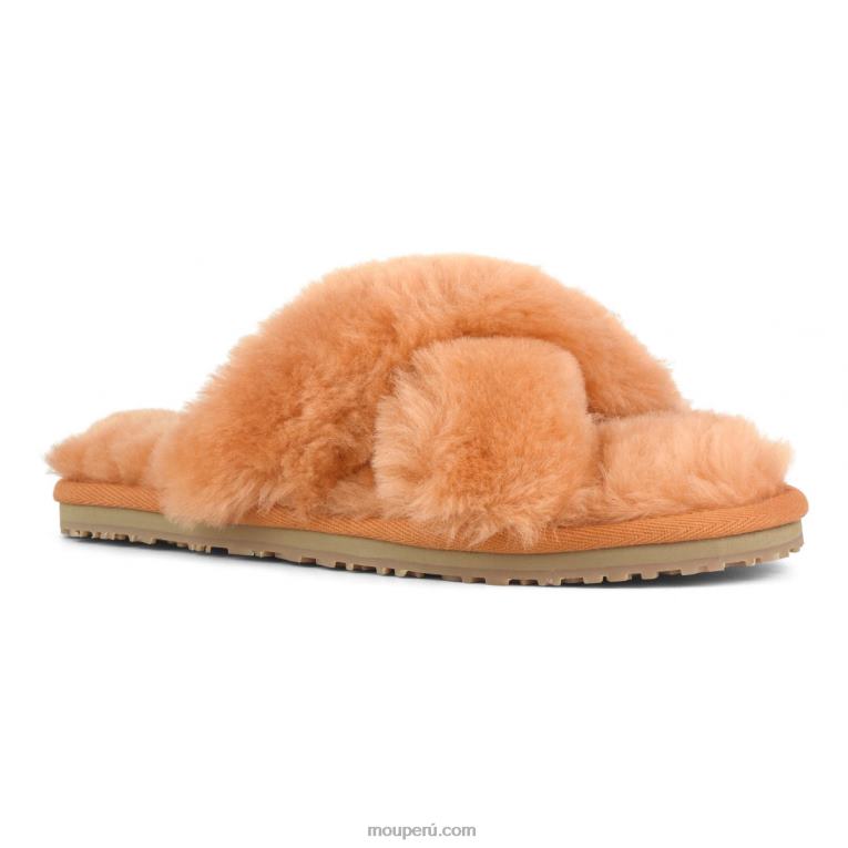 slippers cruzados con pelo mujer 8DRXZ480 albaricoque naranja Mou