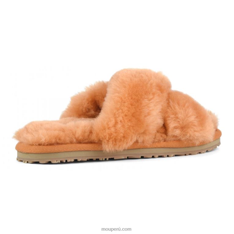 slippers cruzados con pelo mujer 8DRXZ480 albaricoque naranja Mou