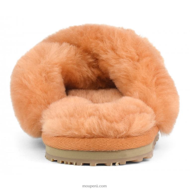 slippers cruzados con pelo mujer 8DRXZ480 albaricoque naranja Mou