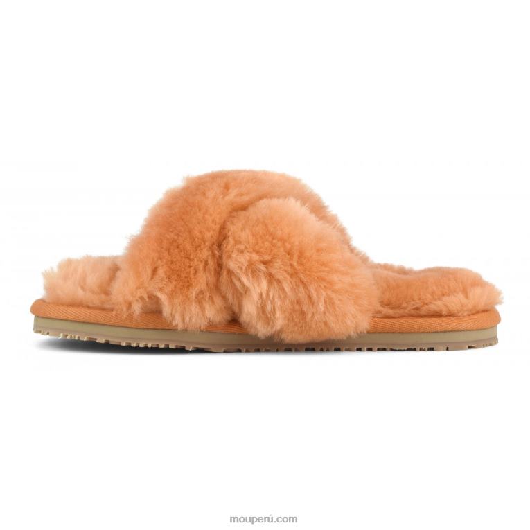 slippers cruzados con pelo mujer 8DRXZ480 albaricoque naranja Mou