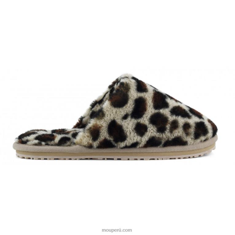 zapatilla de piel de oveja con puntera cerrada mujer 8DRXZ464 negro/leopardo Mou