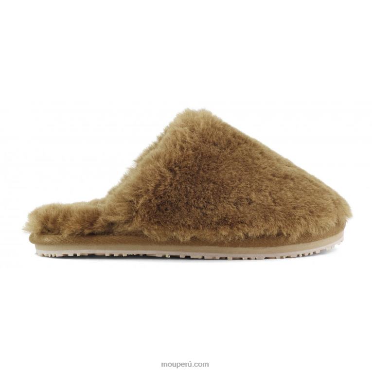 zapatilla de piel de oveja con puntera cerrada mujer 8DRXZ465 coñac Mou