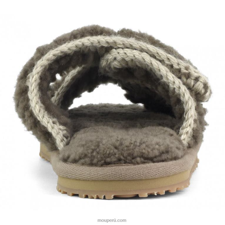 zapatilla de piel de oveja rizada mujer 8DRXZ442 elefante gris Mou