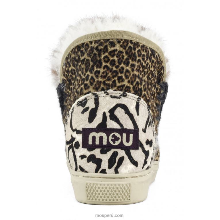 zapatilla esquimal mezcla de piel de caballo patchwork mujer 8DRXZ658 cebra blanco-negro con naranja Mou