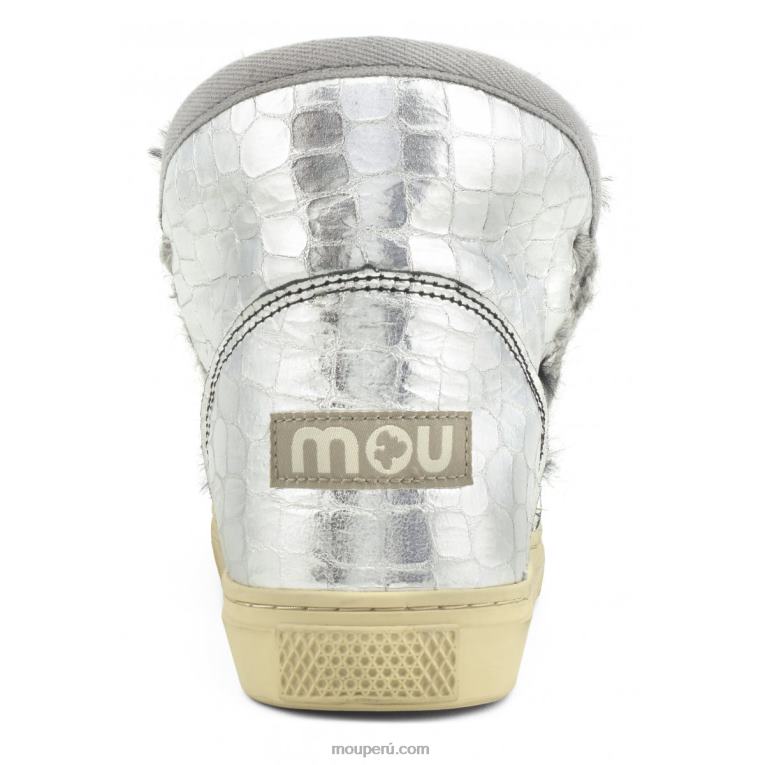 zapatilla esquimal mujer 8DRXZ667 cocodrilo negro plateado brillante Mou