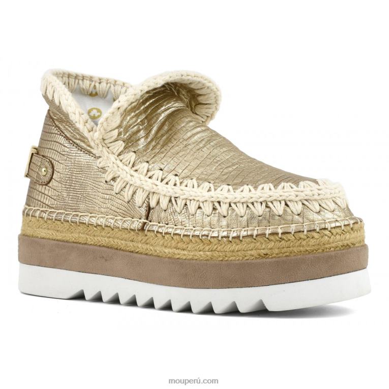 cuero especial esquimal yute mujer 8DRXZ214 lagarto metalico dorado Mou