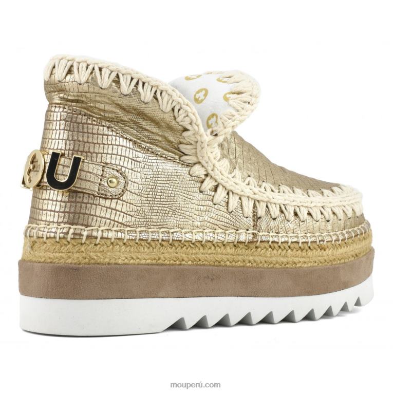 cuero especial esquimal yute mujer 8DRXZ214 lagarto metalico dorado Mou