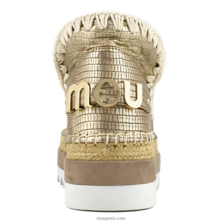 cuero especial esquimal yute mujer 8DRXZ214 lagarto metalico dorado Mou