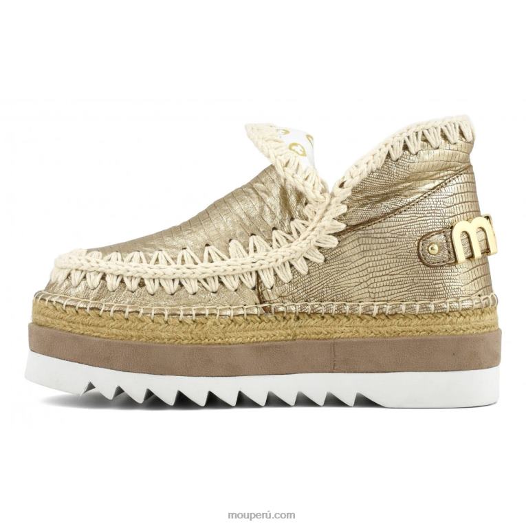 cuero especial esquimal yute mujer 8DRXZ214 lagarto metalico dorado Mou