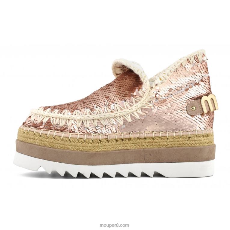 lentejuelas de yute esquimal mujer 8DRXZ220 lentejuelas oro rosa - logo oro Mou