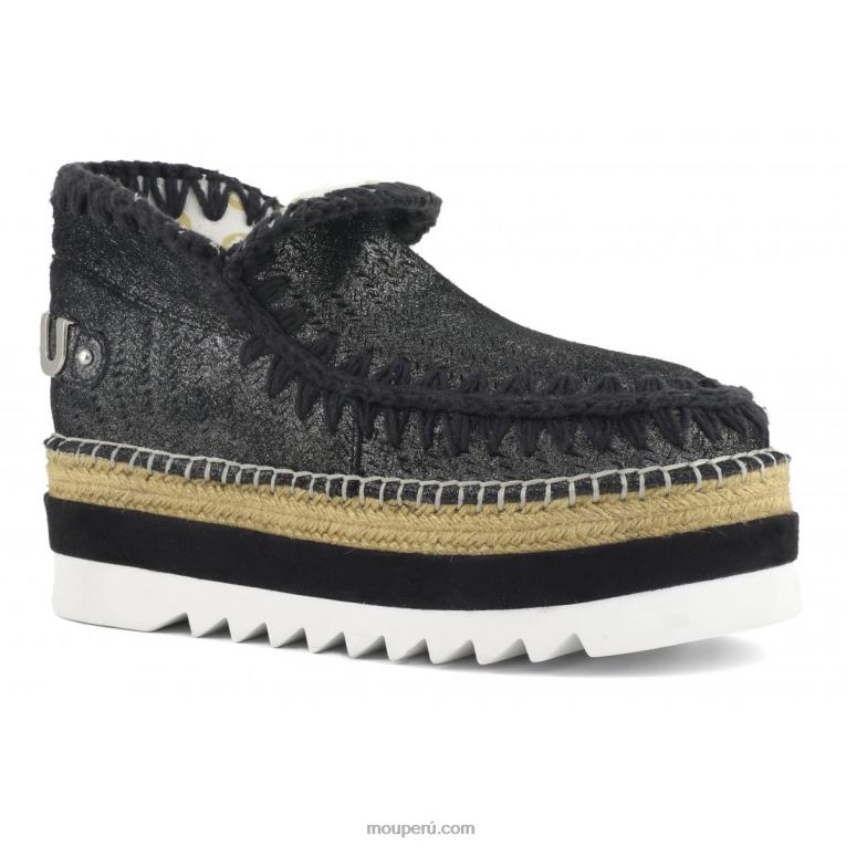 microglitter perforado de yute esquimal mujer 8DRXZ215 negro micropurpurina Mou