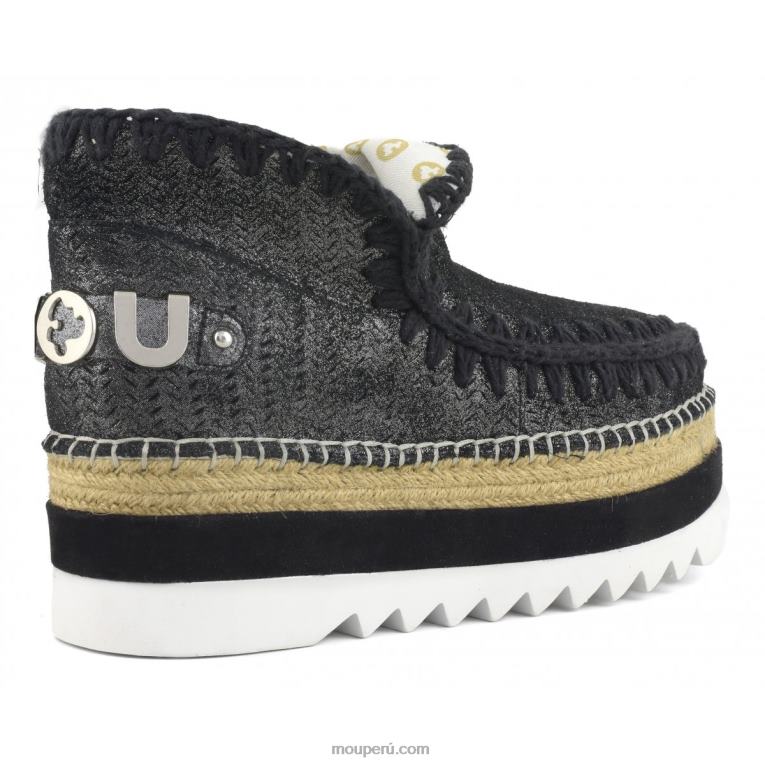 microglitter perforado de yute esquimal mujer 8DRXZ215 negro micropurpurina Mou