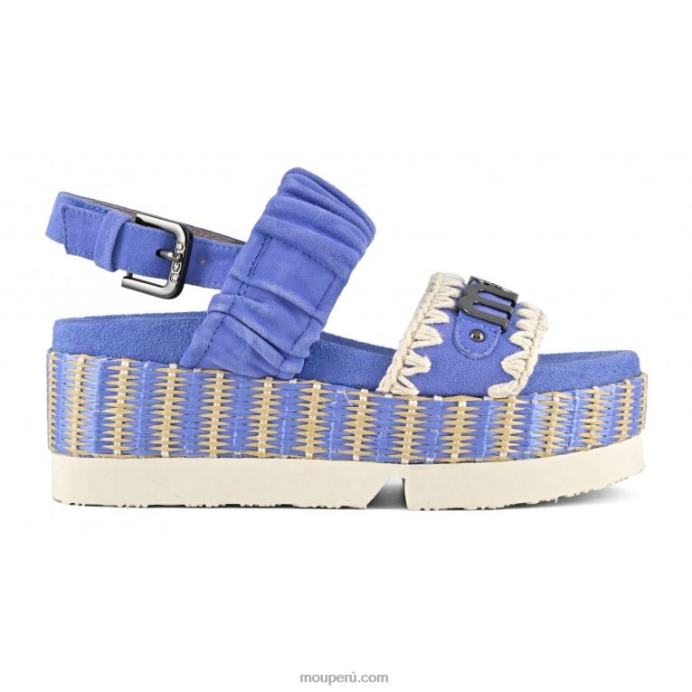 Parte superior japonesa de dos bandas de ante y rafia. mujer 8DRXZ189 azules Mou