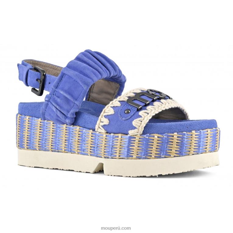 Parte superior japonesa de dos bandas de ante y rafia. mujer 8DRXZ189 azules Mou