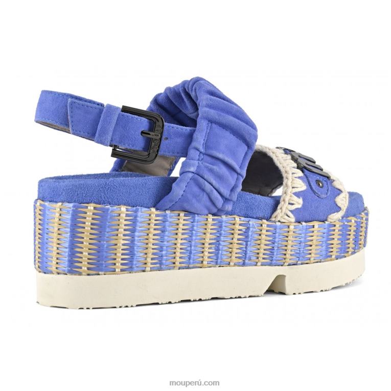 Parte superior japonesa de dos bandas de ante y rafia. mujer 8DRXZ189 azules Mou