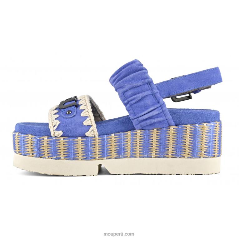 Parte superior japonesa de dos bandas de ante y rafia. mujer 8DRXZ189 azules Mou