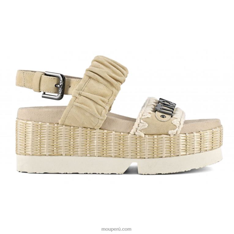 Parte superior japonesa de dos bandas de ante y rafia. mujer 8DRXZ190 trigo Mou