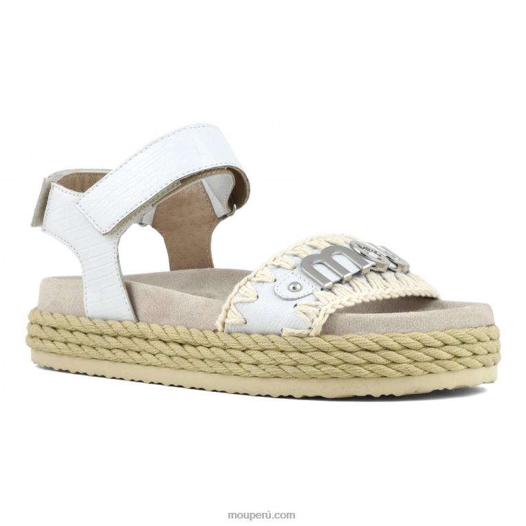 correa de sandalia de cuerda bio mujer 8DRXZ136 lagarto blanco Mou