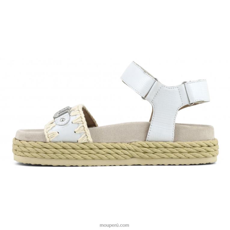 correa de sandalia de cuerda bio mujer 8DRXZ136 lagarto blanco Mou