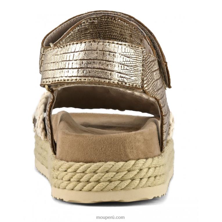 correa de sandalia de cuerda bio mujer 8DRXZ137 lagarto metalico dorado Mou