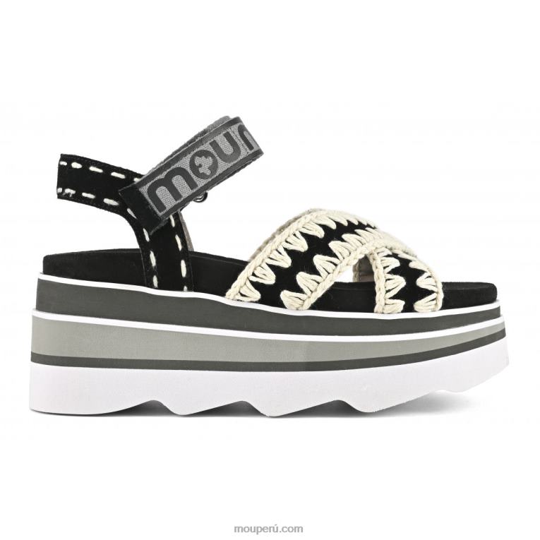 cuña de eva entrecruzada mujer 8DRXZ173 negro Mou