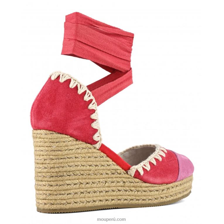 cuña de yute con cordones mujer 8DRXZ209 rojo Mou