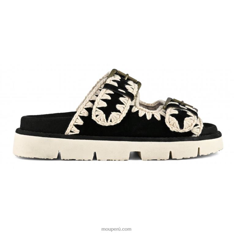 nueva bio con hebillas mujer 8DRXZ121 blanco negro Mou