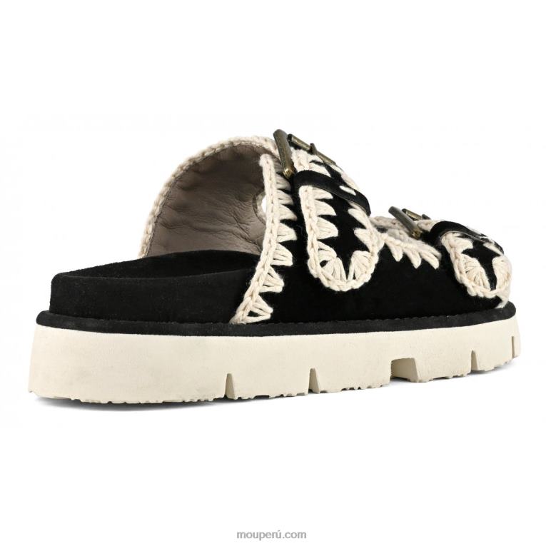 nueva bio con hebillas mujer 8DRXZ121 blanco negro Mou