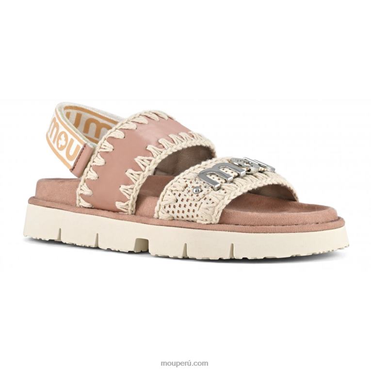 nueva correa trasera de sandalia bio mujer 8DRXZ160 blanco/piel perforada beige rosa/plata beige rosa Mou