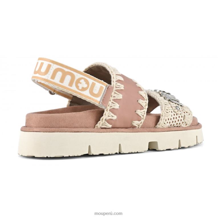 nueva correa trasera de sandalia bio mujer 8DRXZ160 blanco/piel perforada beige rosa/plata beige rosa Mou