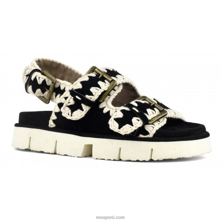 nuevo bio con hebillas y correa trasera mujer 8DRXZ115 blanco negro Mou