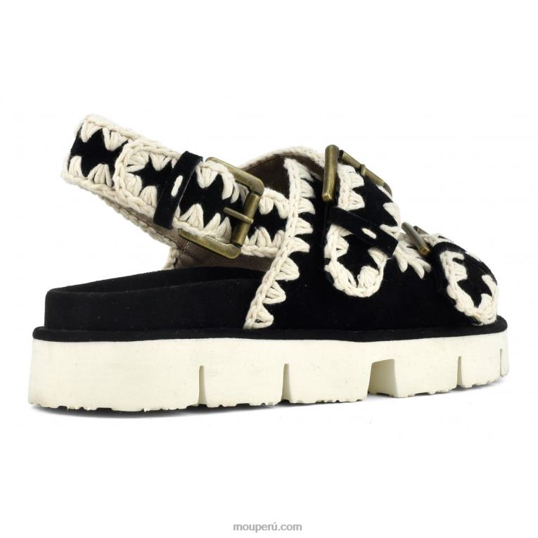 nuevo bio con hebillas y correa trasera mujer 8DRXZ115 blanco negro Mou