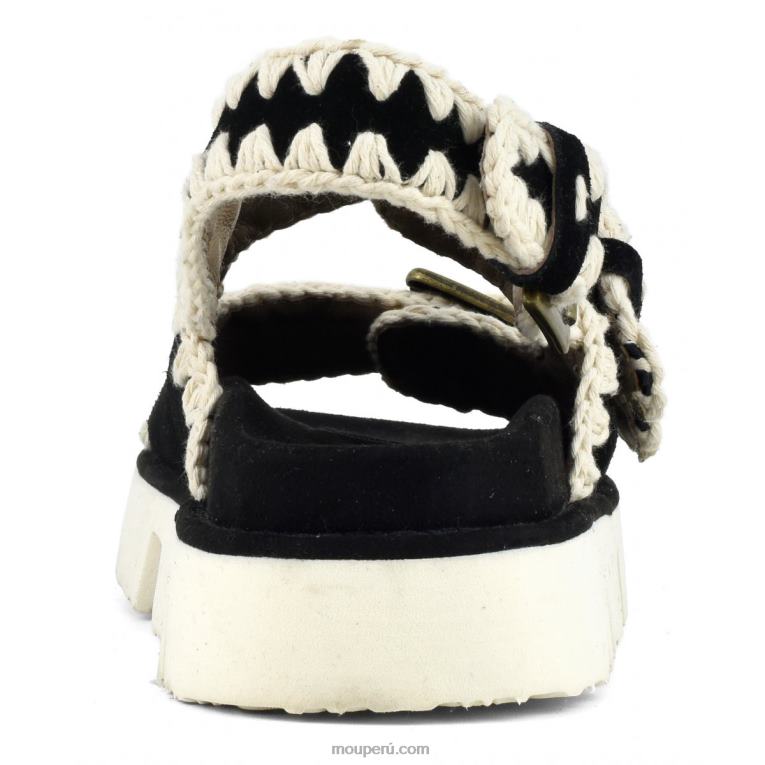 nuevo bio con hebillas y correa trasera mujer 8DRXZ115 blanco negro Mou