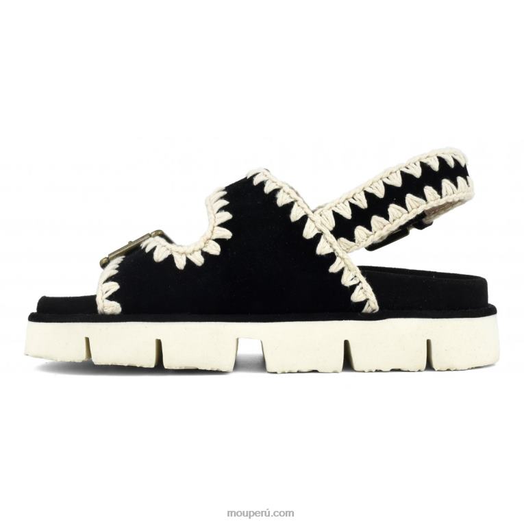 nuevo bio con hebillas y correa trasera mujer 8DRXZ115 blanco negro Mou