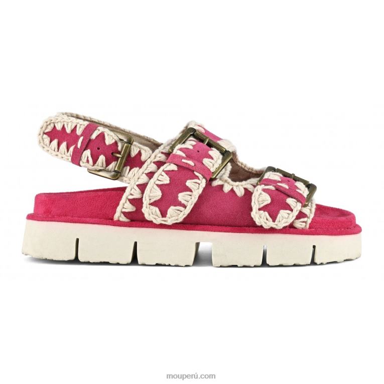 nuevo bio con hebillas y correa trasera mujer 8DRXZ116 fucsia Mou