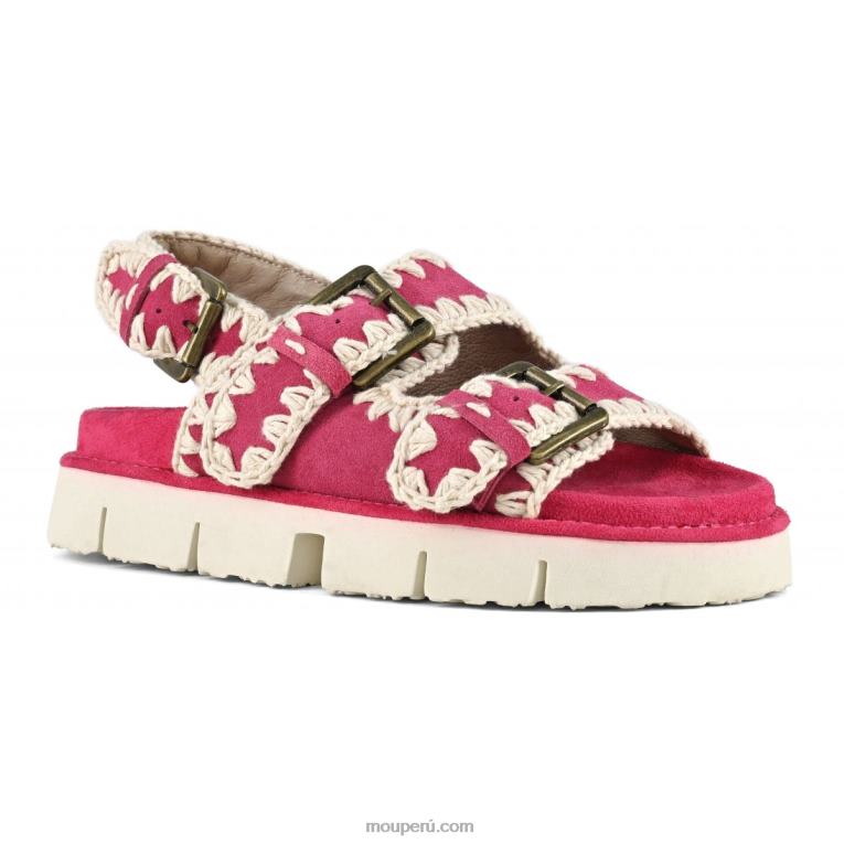 nuevo bio con hebillas y correa trasera mujer 8DRXZ116 fucsia Mou