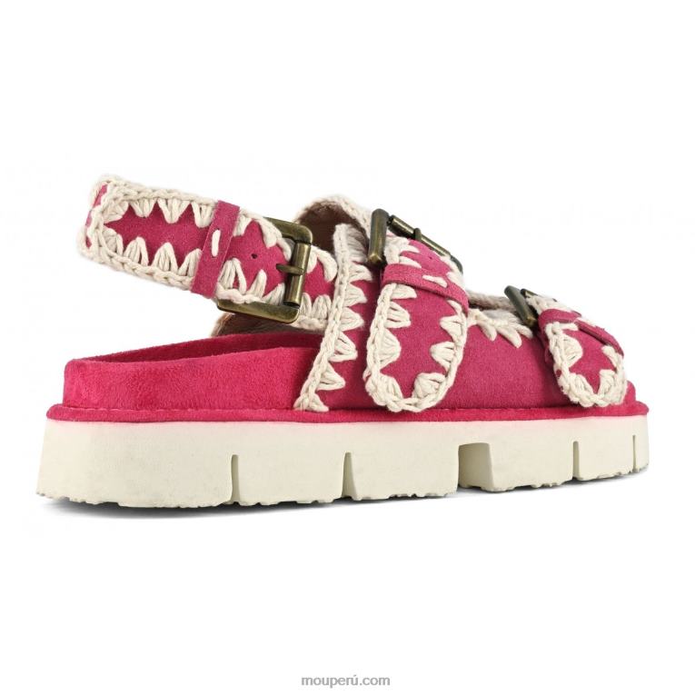 nuevo bio con hebillas y correa trasera mujer 8DRXZ116 fucsia Mou