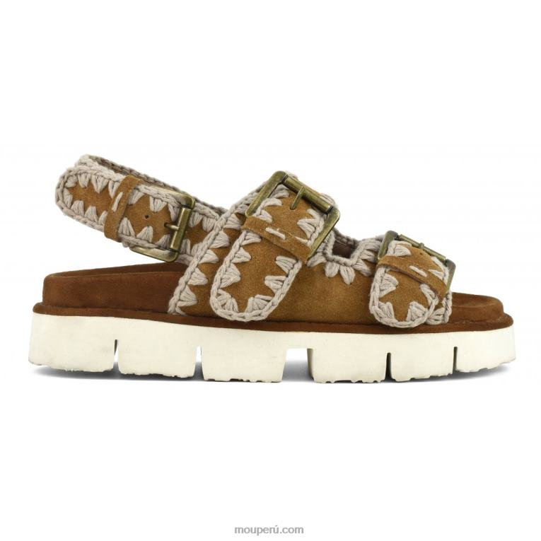 nuevo bio con hebillas y correa trasera mujer 8DRXZ117 coñac Mou