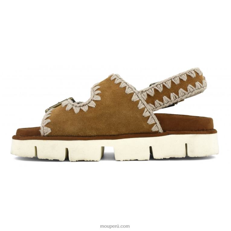 nuevo bio con hebillas y correa trasera mujer 8DRXZ117 coñac Mou