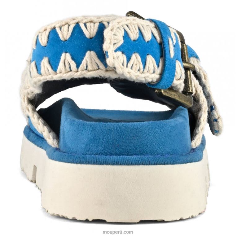 nuevo bio con hebillas y correa trasera mujer 8DRXZ119 ante turquesa Mou