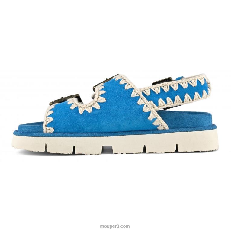 nuevo bio con hebillas y correa trasera mujer 8DRXZ119 ante turquesa Mou