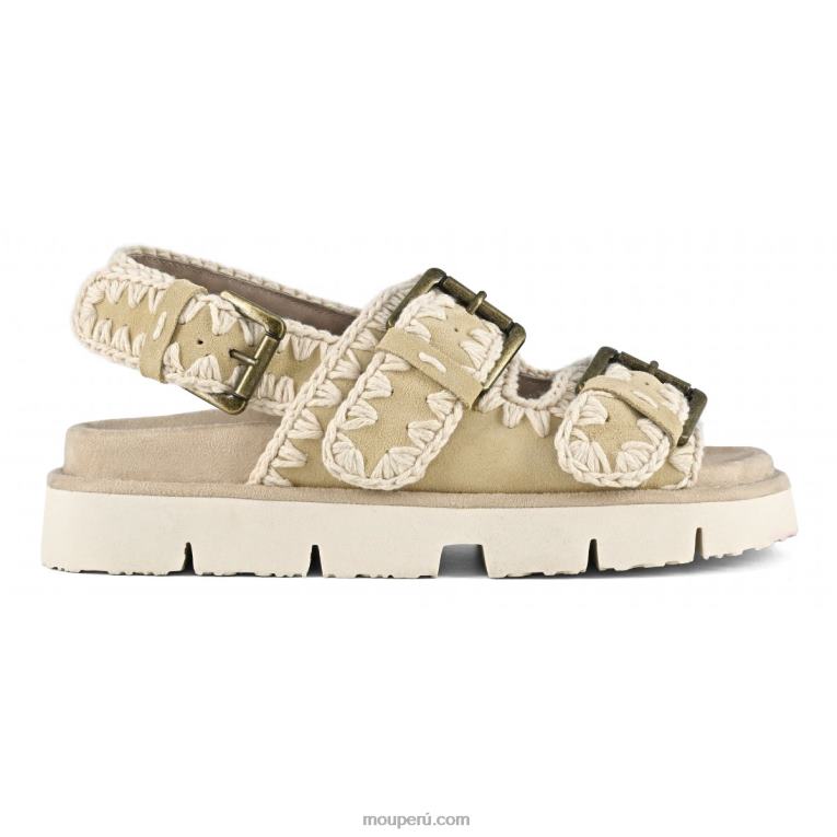 nuevo bio con hebillas y correa trasera mujer 8DRXZ120 trigo Mou