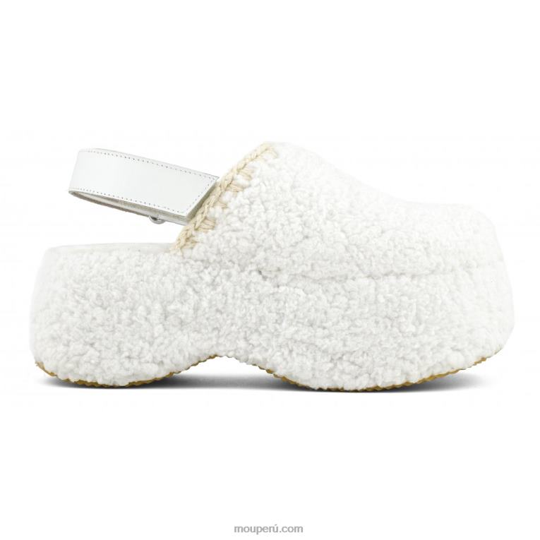 piel de sherpa con tira trasera y plataforma gruesa mujer 8DRXZ144 blanco Mou