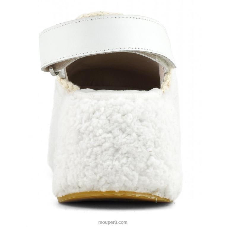 piel de sherpa con tira trasera y plataforma gruesa mujer 8DRXZ144 blanco Mou