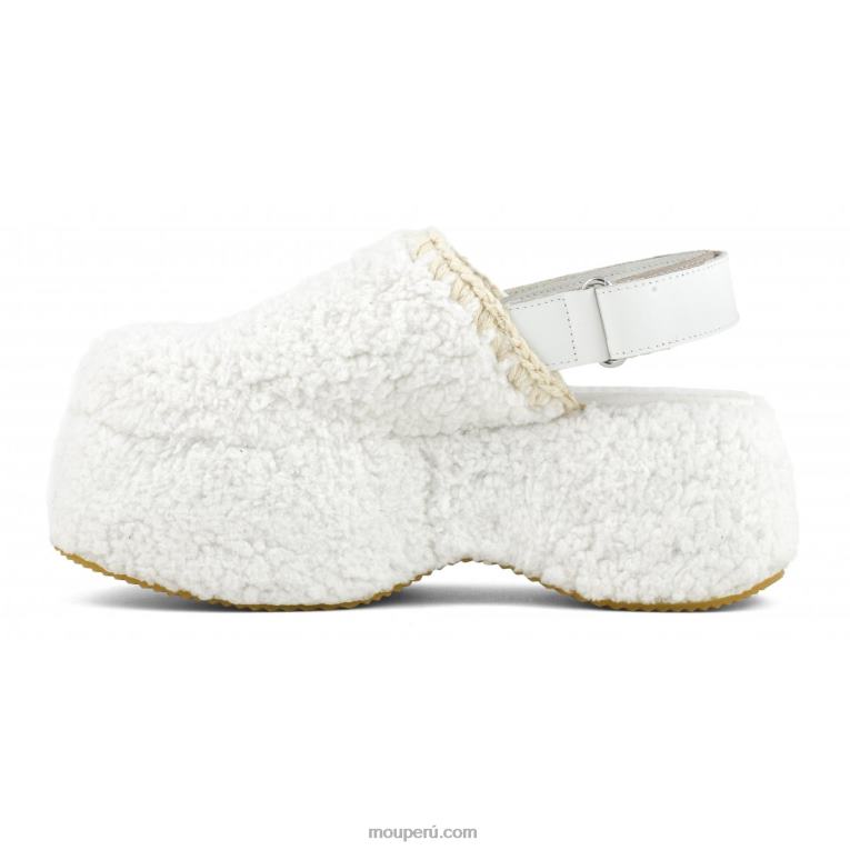 piel de sherpa con tira trasera y plataforma gruesa mujer 8DRXZ144 blanco Mou