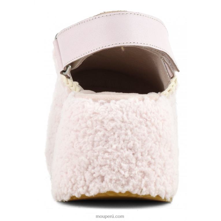 piel de sherpa con tira trasera y plataforma gruesa mujer 8DRXZ145 rosa Mou