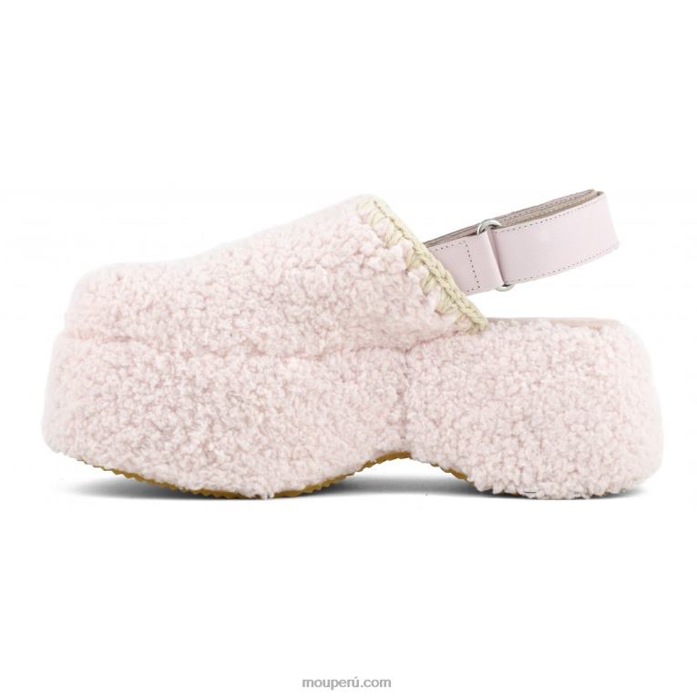 piel de sherpa con tira trasera y plataforma gruesa mujer 8DRXZ145 rosa Mou